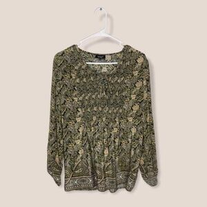 Tolani silk green paisley top‎ sz XS